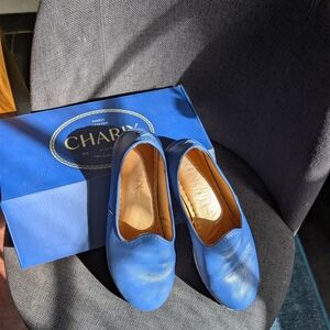 CHARIX Women's Blue Leather Loafers